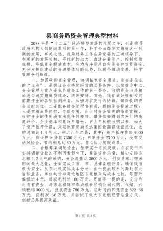 2024年县商务局资金管理典型材料