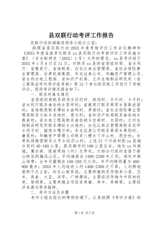 2024年县双联行动考评工作报告