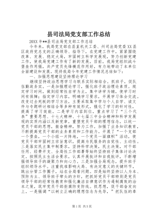 2024年县司法局党支部工作总结