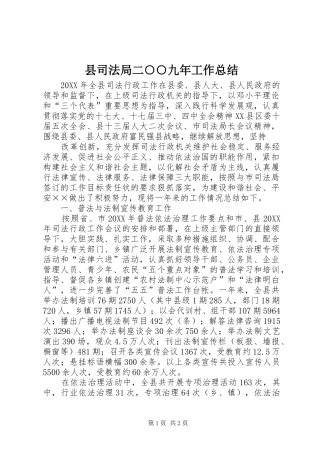 2024年县司法局二九年工作总结