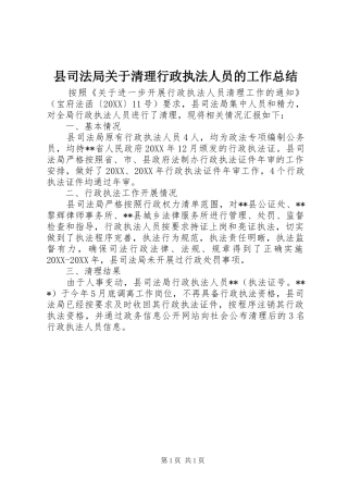 2024年县司法局关于清理行政执法人员的工作总结