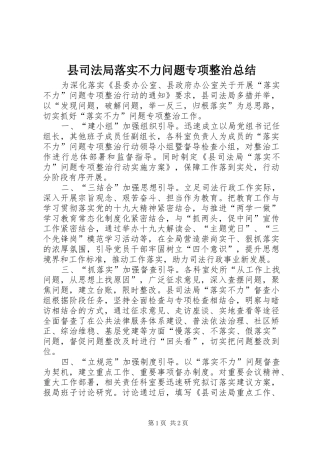 2024年县司法局落实不力问题专项整治总结