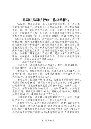 2024年县司法局司法行政工作总结报告