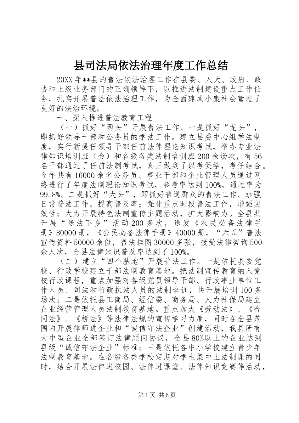 2024年县司法局依法治理年度工作总结_第1页