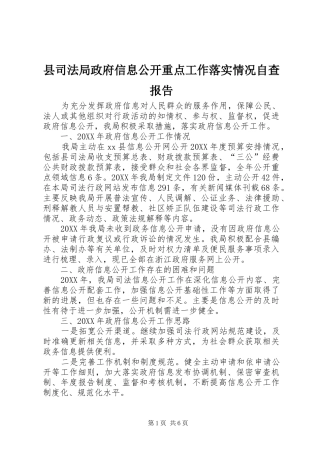 2024年县司法局政府信息公开重点工作落实情况自查报告