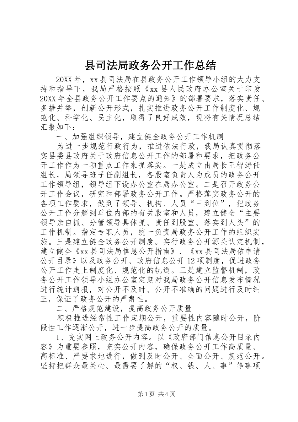 2024年县司法局政务公开工作总结_第1页