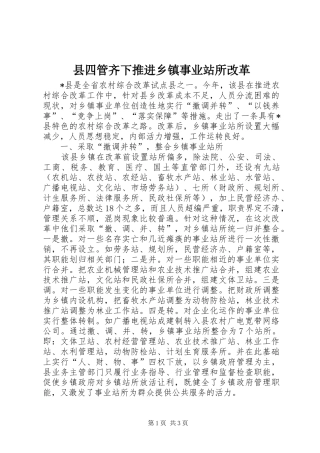 2024年县四管齐下推进乡镇事业站所改革