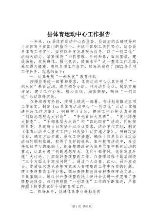 2024年县体育运动中心工作报告