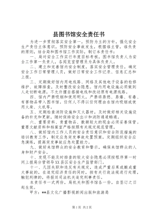 2024年县图书馆安全责任书