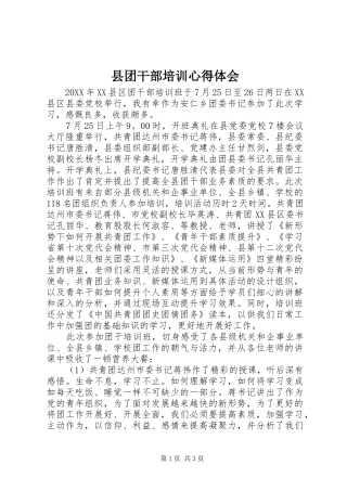 2024年县团干部培训心得体会