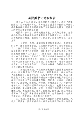 2024年县团委书记述职报告