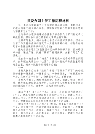 2024年县委办副主任工作历程材料