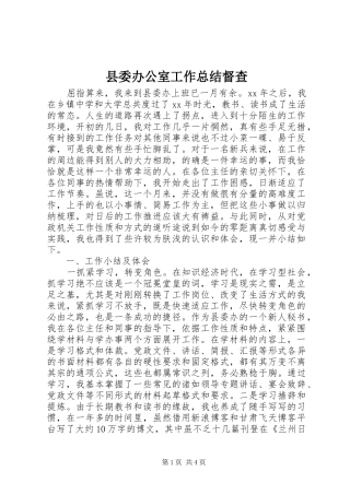 2024年县委办公室工作总结督查