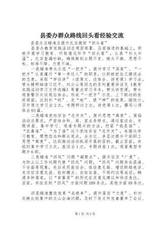 2024年县委办群众路线回头看经验交流