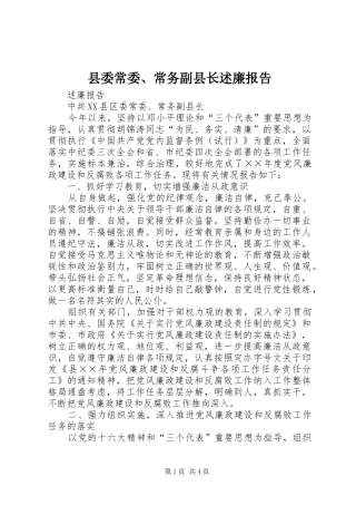 2024年县委常委常务副县长述廉报告