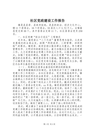 2024年社区党政建设工作报告