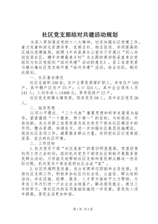 2024年社区党支部结对共建活动规划