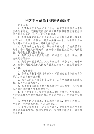 2024年社区党支部民主评议党员制度