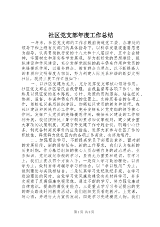 2024年社区党支部年度工作总结