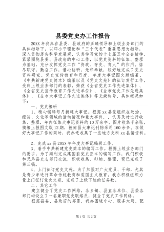 2024年县委党史办工作报告