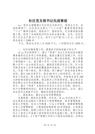 2024年社区党支部书记先进事迹