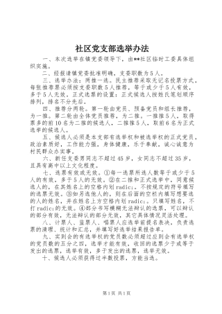 2024年社区党支部选举办法