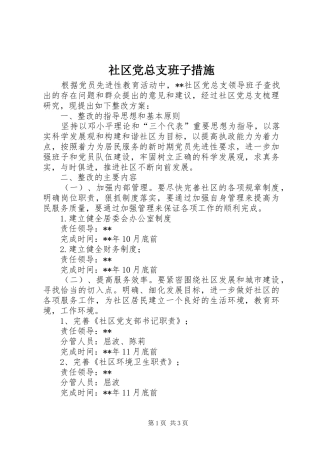 2024年社区党总支班子措施