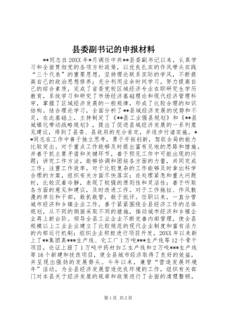 2024年县委副书记的申报材料