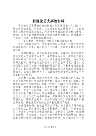 2024年社区党总支事迹材料