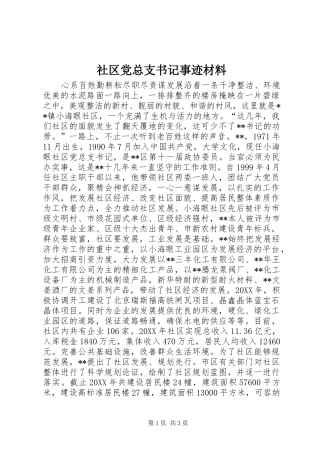 2024年社区党总支书记事迹材料