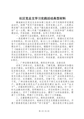 2024年社区党总支学习实践活动典型材料