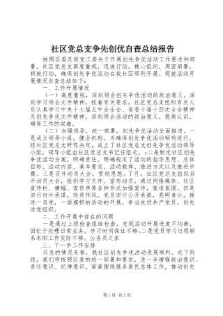 2024年社区党总支争先创优自查总结报告