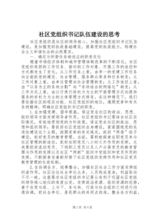 2024年社区党组织书记队伍建设的思考