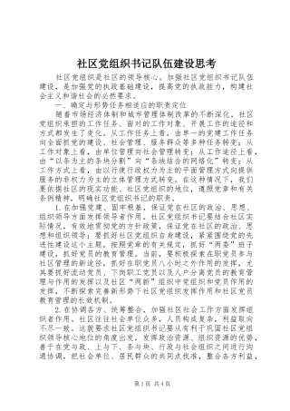 2024年社区党组织书记队伍建设思考