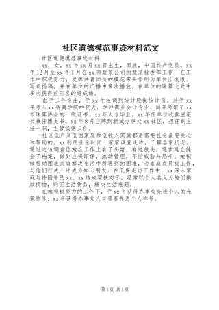 2024年社区道德模范事迹材料范文