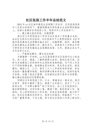 2024年社区低保工作半年总结范文