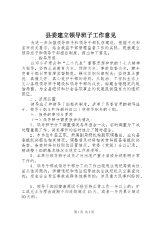 2024年县委建立领导班子工作意见