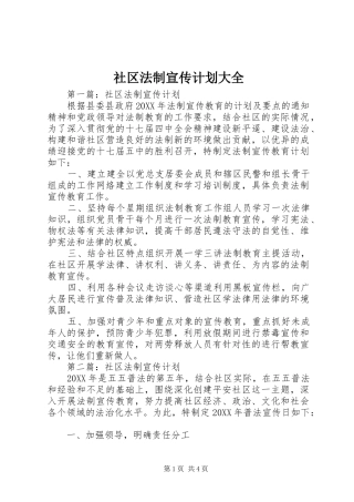 2024年社区法制宣传计划大全