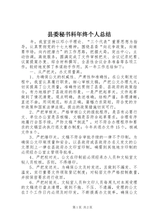 2024年县委秘书科年终个人总结