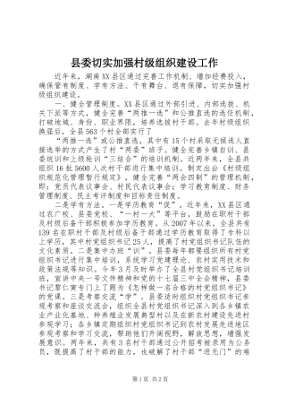 2024年县委切实加强村级组织建设工作