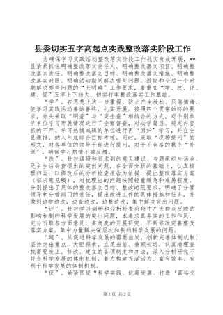 2024年县委切实五字高起点实践整改落实阶段工作