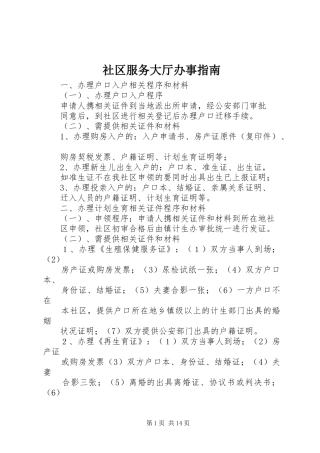 2024年社区服务大厅办事指南