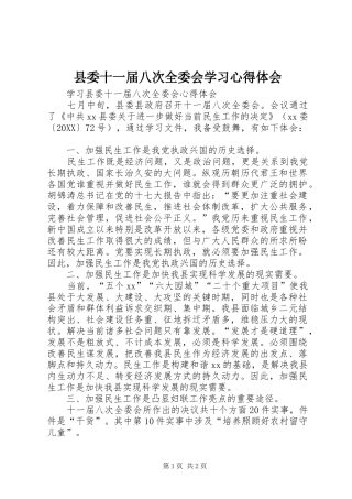 2024年县委十一届八次全委会学习心得体会