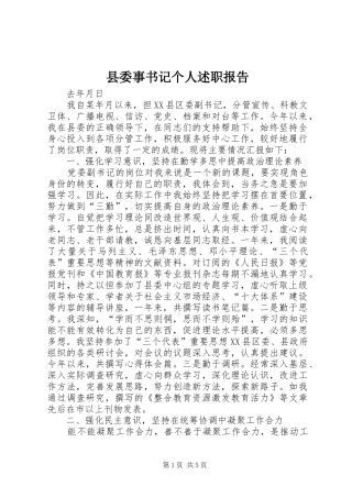 2024年县委事书记个人述职报告