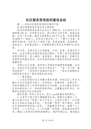 2024年社区服务型党组织建设总结