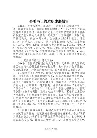 2024年县委书记的述职述廉报告