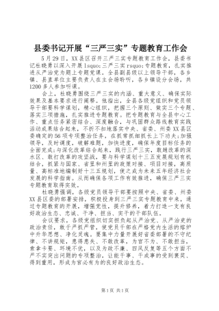 2024年县委书记开展三严三实专题教育工作会