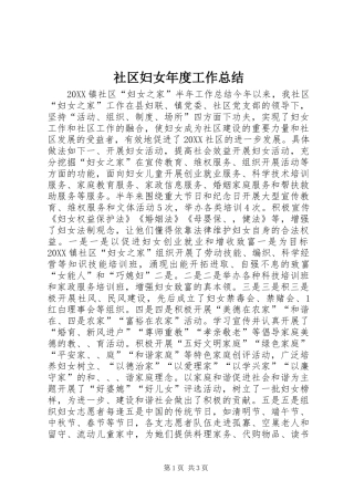 2024年社区妇女年度工作总结