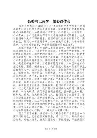 2024年县委书记两学一做心得体会