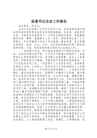 2024年县委书记全会工作报告